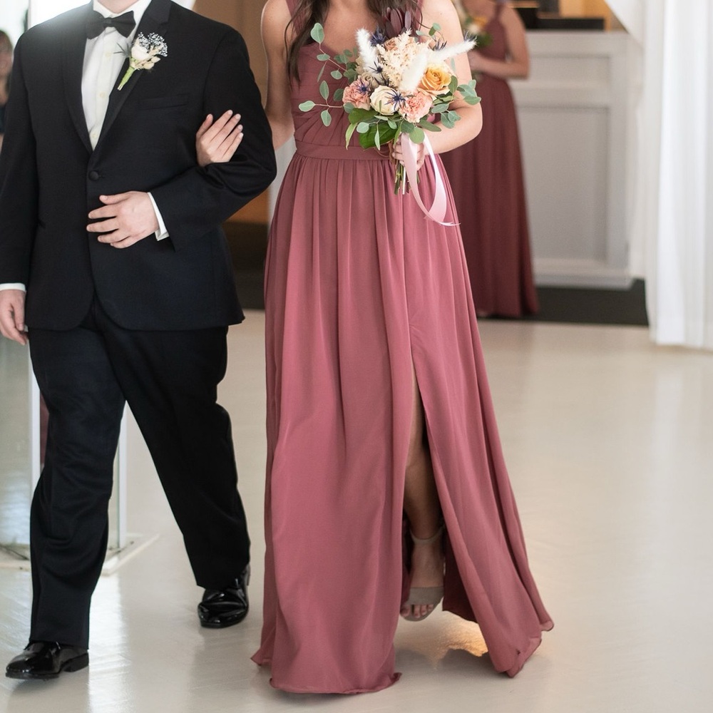 Azazie Evie Sleeveless Maxi Dress in Dusty Rose